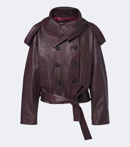 Double-breasted leather jacket - 7 For All Mankind - Modalova