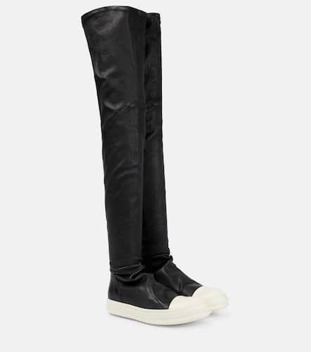 Stocking over-the-knee leather boots - Rick Owens - Modalova
