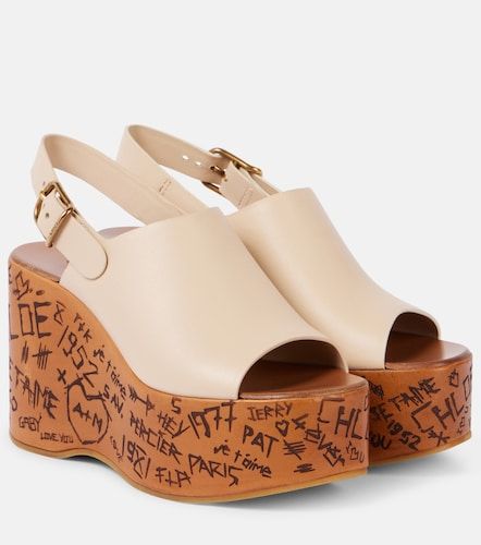 Maxime debossed leather wedges - Chloe - Modalova