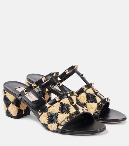 Rockstud 60 raffia-effect mules - Valentino Garavani - Modalova