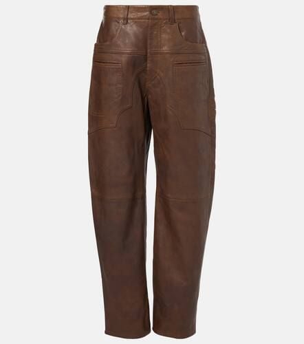 Breydi high-rise leather barrel-leg pants - Isabel Marant - Modalova