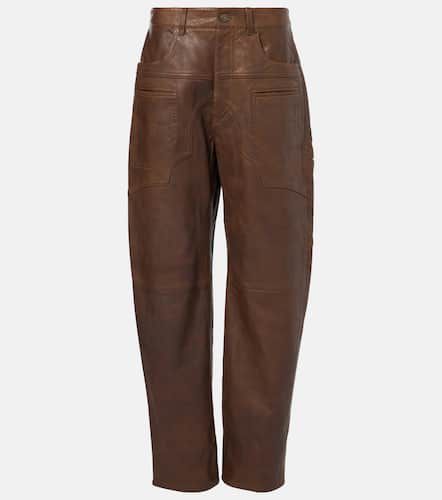 Pantalones barrel Breydi de piel de tiro alto - Isabel Marant - Modalova