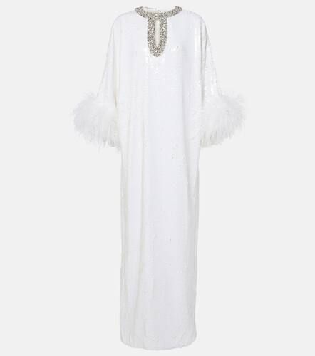 Feather-trimmed embellished maxi dress - Self-Portrait - Modalova