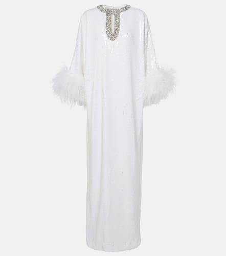 Feather-trimmed embellished maxi dress - Self-Portrait - Modalova
