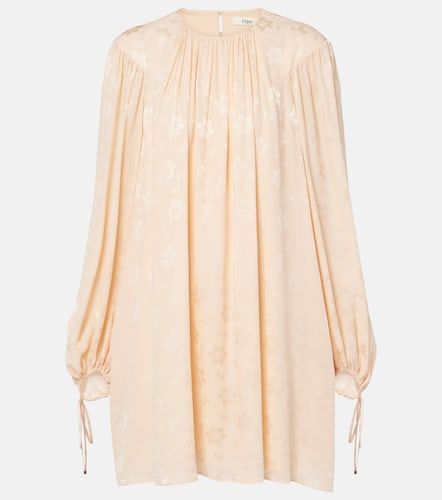 Gathered floral silk jacquard minidress - Chloe - Modalova