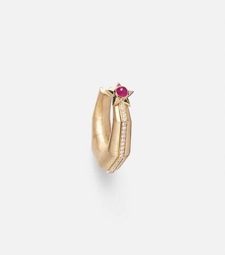 Baba Medium 18kt single hoop earring with diamonds and ruby - Marie Lichtenberg - Modalova