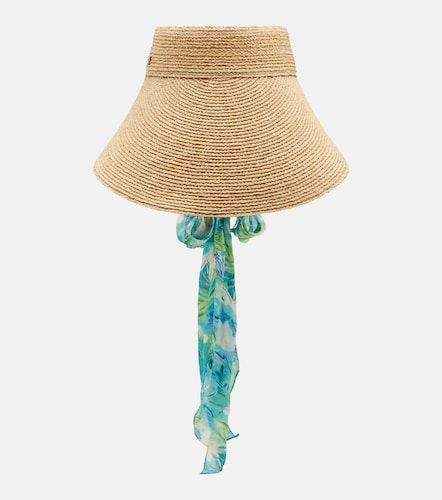 Chloe Silk-trimmed raffia visor - Chloe - Modalova