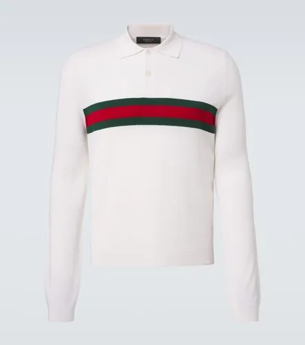 Web Stripe cashmere polo shirt - Gucci - Modalova