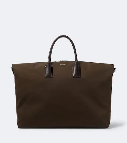 Leather-trimmed canvas tote bag - Saint Laurent - Modalova