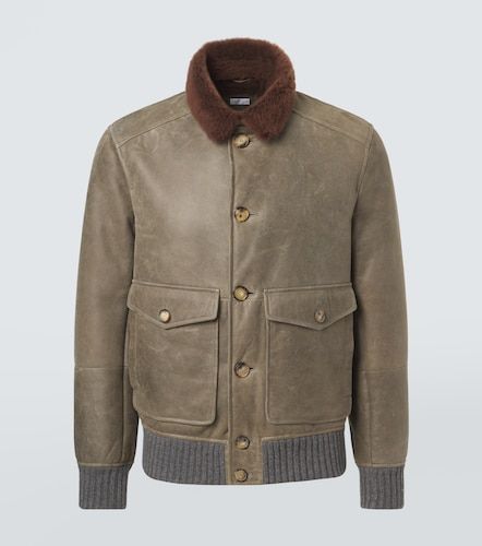 Shearling-lined leather blouson jacket - Brunello Cucinelli - Modalova