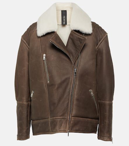 Shearling-trimmed leather jacket - Blancha - Modalova