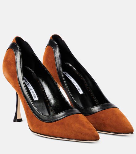 Dalina 90 leather-trimmed suede pumps - Manolo Blahnik - Modalova