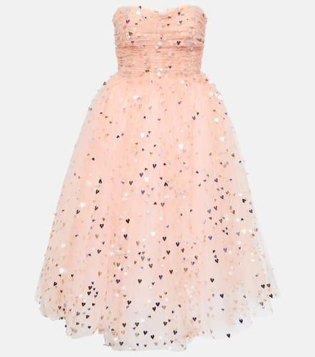 Sequined strapless tulle midi dress - Carolina Herrera - Modalova