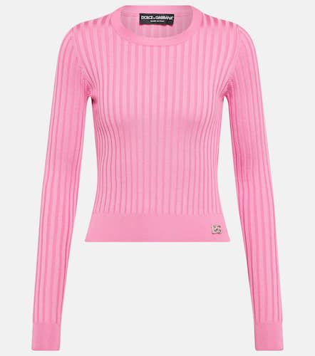 DG ribbed-knit silk cropped sweater - Dolce&Gabbana - Modalova