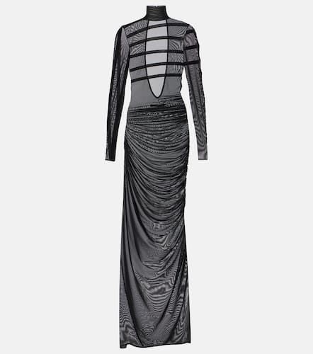 Flocked ruched mesh maxi dress - Jean Paul Gaultier - Modalova