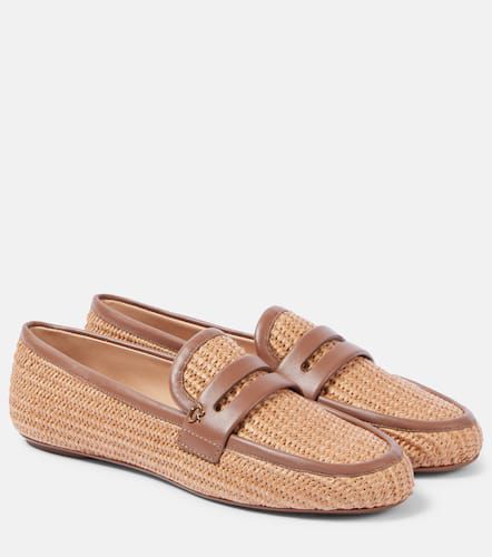 Leather-trimmed raffia loafers - Gianvito Rossi - Modalova