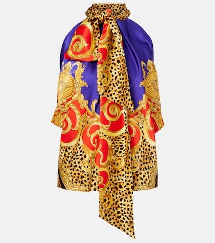 Bow-detail printed silk satin top - Versace - Modalova