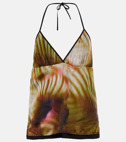 Printed silk and cotton halterneck top - Dries Van Noten - Modalova