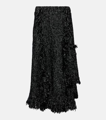 Fringed flared tweed midi skirt - Sacai - Modalova