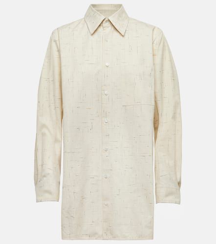 Oversized textured cotton-blend shirt - Bottega Veneta - Modalova