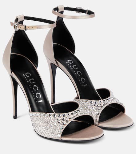 Crystal-embellished satin sandals - Gucci - Modalova