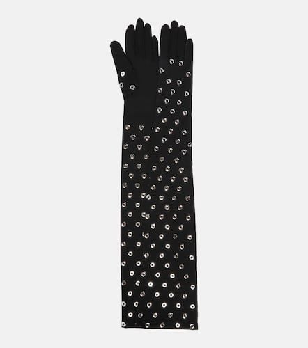 AlaÃ¯a Eyelet embellished jersey gloves - Alaia - Modalova