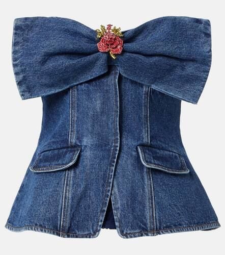 Embellished strapless denim top - Self-Portrait - Modalova