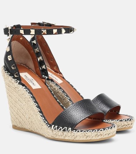 Rockstud leather wedge espadrilles - Valentino Garavani - Modalova