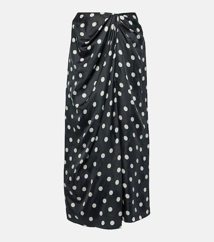 Polka-dot gathered satin midi skirt - Carolina Herrera - Modalova