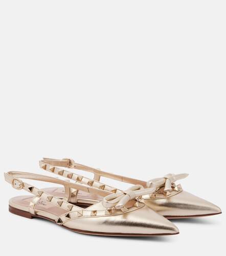 Rockstud metallic leather slingback flats - Valentino Garavani - Modalova