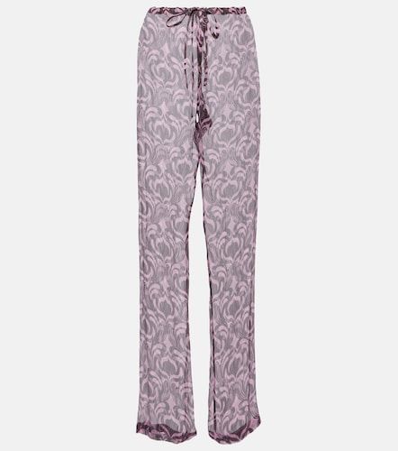 Pantalones rectos Pachas de seda estampados - Dries Van Noten - Modalova