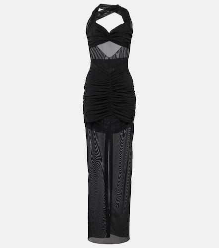 Ruched sheer mesh maxi dress - Alessandra Rich - Modalova