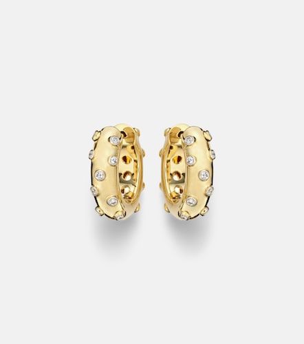 Yvonne Léon Pendientes de aro Plumetis de oro de 9 ct con diamantes - Yvonne Leon - Modalova