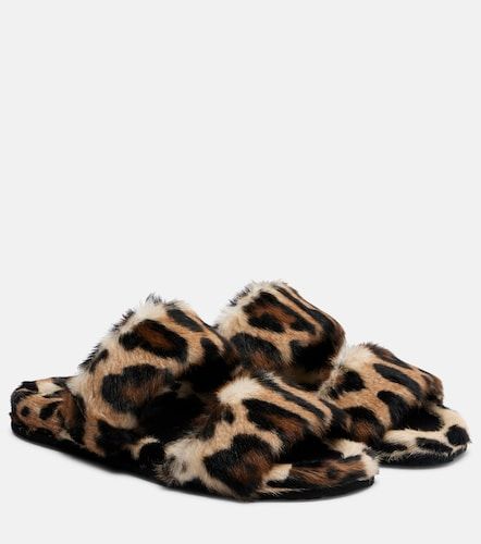 Leopard-print shearling slides - Dolce&Gabbana - Modalova