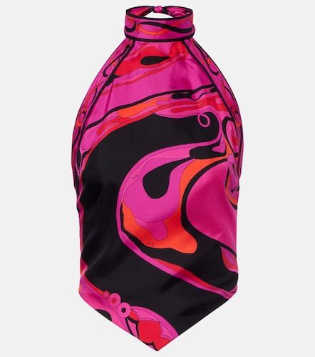 Orchidee halterneck silk twill top - Pucci - Modalova