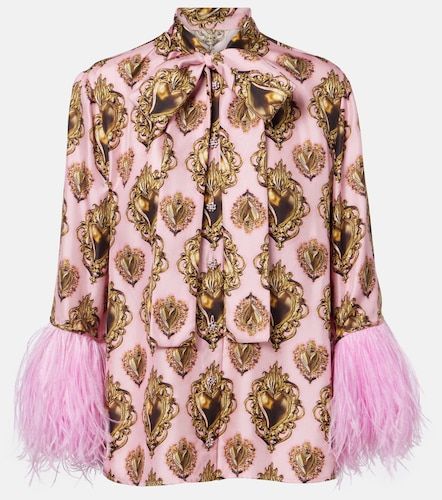 Blusa de seda estampada con plumas - Dolce&Gabbana - Modalova