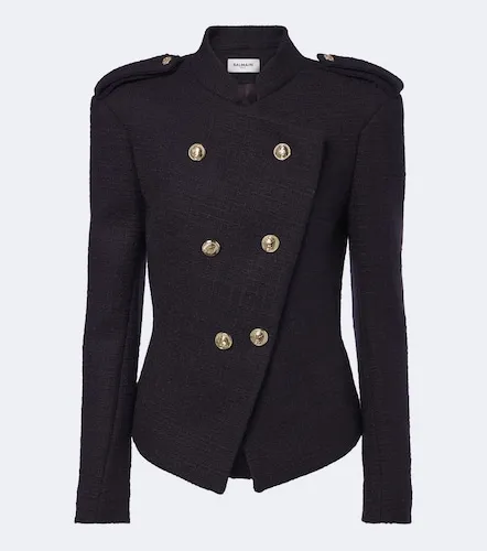 Double-breasted wool-blend tweed jacket - Balmain - Modalova