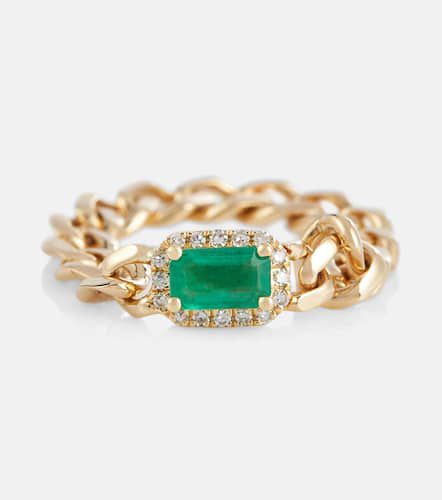 Anillo Baby Link de oro de 18 ct con esmeralda y diamantes - Shay Jewelry - Modalova