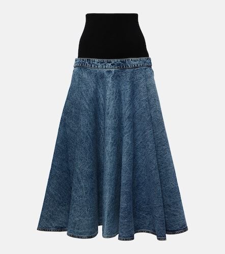 AlaÃ¯a Denim and cotton jersey midi skirt - Alaia - Modalova