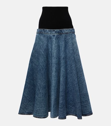 Alaïa Gonna midi di jeans e jersey di cotone - Alaia - Modalova