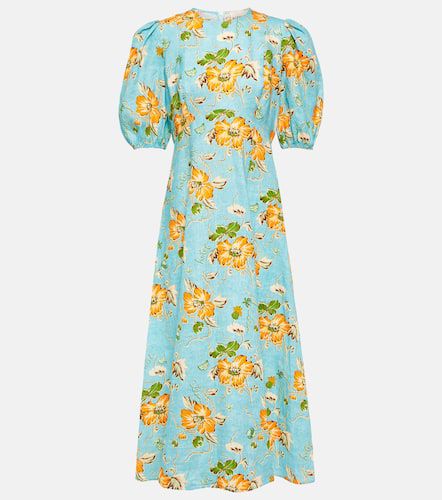 AlÃ©mais Floral puff-sleeve linen midi dress - Alemais - Modalova