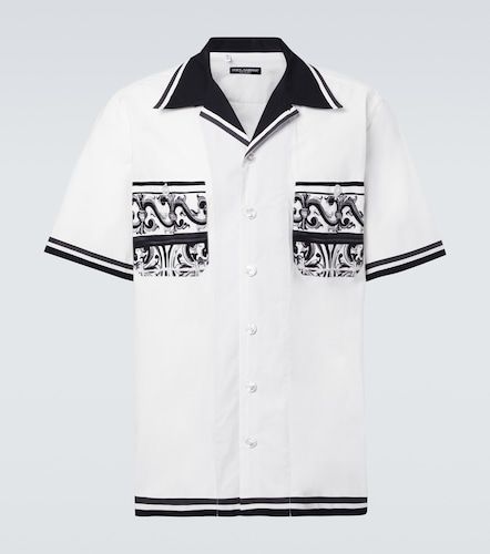 Camicia in cotone con stampa Majolica - Dolce&Gabbana - Modalova