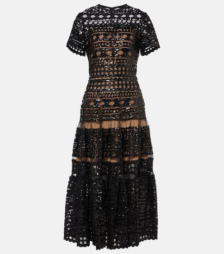 Embroidered mesh midi dress - Elie Saab - Modalova