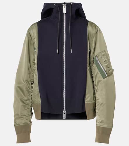 Paneled cotton-blend zip-up hoodie - Sacai - Modalova