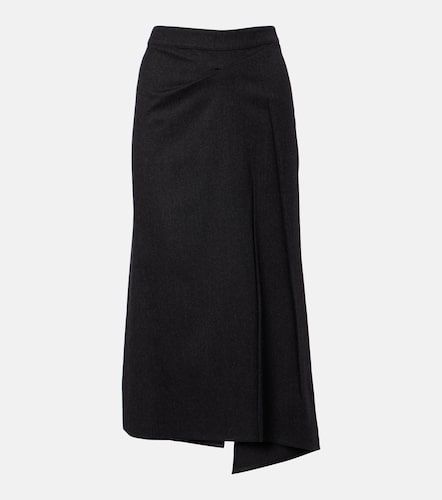 Falda midi de lana virgen drapeada - Victoria Beckham - Modalova