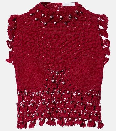 Embellished crochet cotton top - Rabanne - Modalova