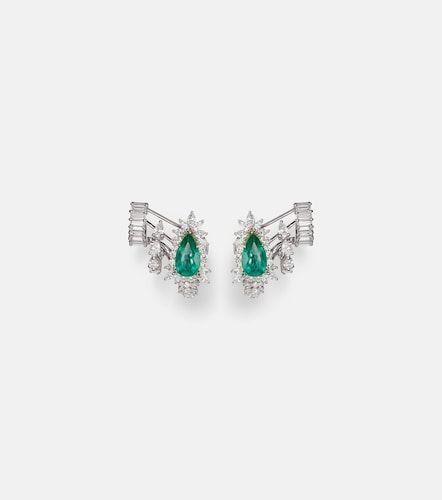 Orecchini Reign Supreme in giallo e bianco 18kt con diamanti e smeraldo - Yeprem - Modalova