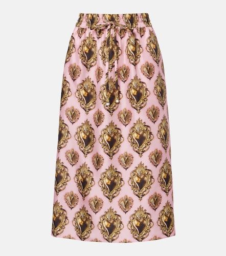 Falda midi de seda estampada - Dolce&Gabbana - Modalova