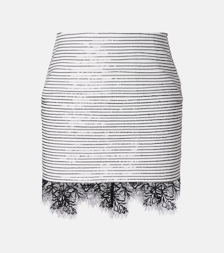 Lace-trimmed sequined cotton miniskirt - Jacques Wei - Modalova