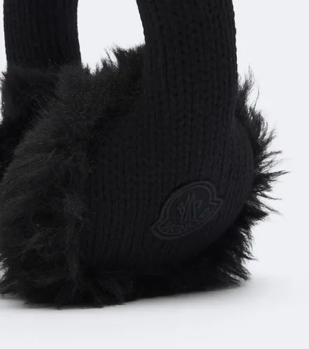 Logo ribbed-knit virgin wool earmuffs - Moncler - Modalova